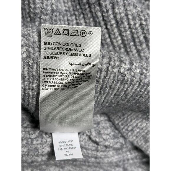 Chico's Cowl Neck Wedge Sweater Womens Size 2 US L Gray Long Sleeve Pullover - Picture 6 of 8